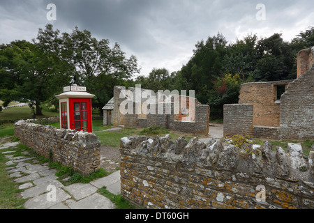 Post Office Row Cottages. Tyneham Abandoned Village on The Lulworth Ranges. Dorset. England. UK. Stock Photo