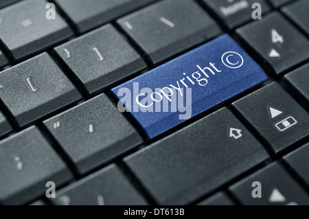 Computer keyboard with Copyright symbol closeup Stock Photo