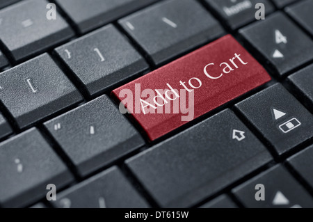 Concept of online shopping. Words Add to Card on button of computer keyboard. Stock Photo