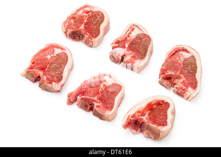 New Zealand lamb chops isolated on a white studio background. Stock Photo