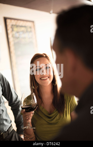 Business colleagues in wine bar Stock Photo