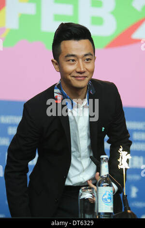 Berlin, Germany. 10th Feb, 2014. Actor Huang Xuan attends a press conference to promote the movie 'Blind Massage' at the 64th Berlinale International Film Festival in Berlin, Germany, on Feb. 10, 2014. 'Blind Massage' is one of the three Chinese films vying for prizes in the Competition program. Credit:  Zhang Fan/Xinhua/Alamy Live News Stock Photo