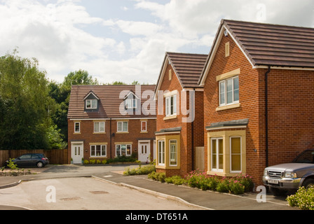 New build red brick detached and semi detached houses Stock Photo