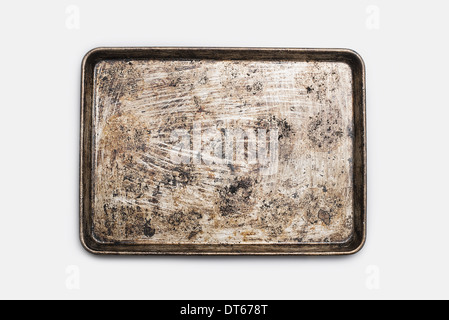 A well used, seasoned baking tray. Cookware. Baking sheet. Stock Photo