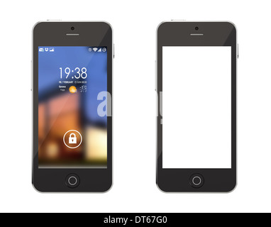 Modern smartphone background with blank white screen. 3D Rendering ...