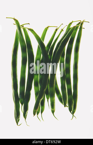 Organic green string beans on white background Stock Photo