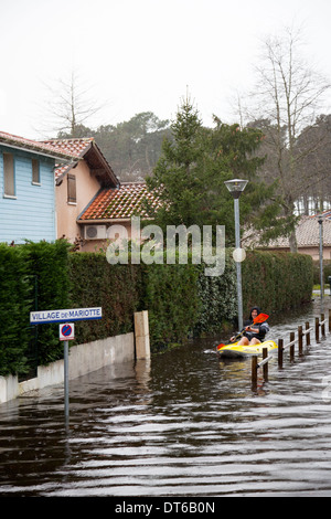 In Capbreton Landes France Boating On A Flooded Street All Stock Photo Alamy