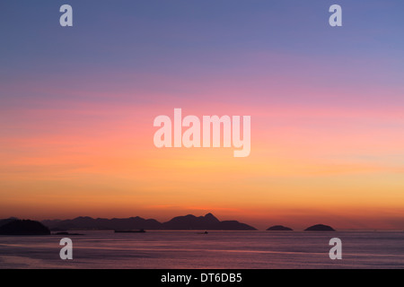 View from Copacabana beach at sunrise Rio De Janeiro, Brazil Stock Photo