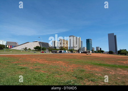 The Claudio Santoro National Theater (Teatro Nacional Claudio Santoro) with its truncated pyramidal shape in Brasilia, Brazil. Stock Photo