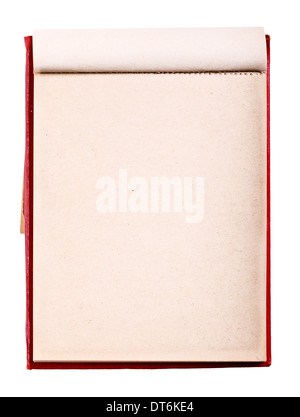 Open Blank Page Notebook. Old Paper Notepad Isolate On White Background Stock Photo
