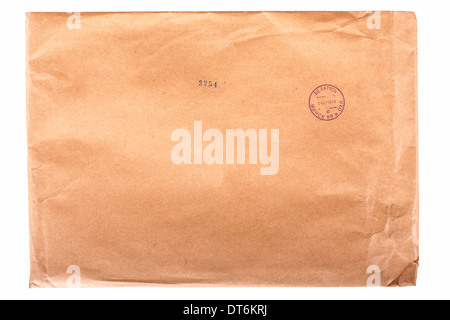 Envelope yellow brown vintage isolated on white background Stock Photo