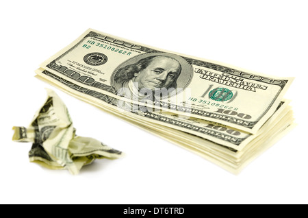 Crumpled dollar isolated Stock Photo