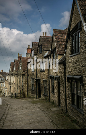 Gentle Street Frome once one of the main routes into town has a cobbled street, with houses dated from the 16th-18th Centuries. Stock Photo