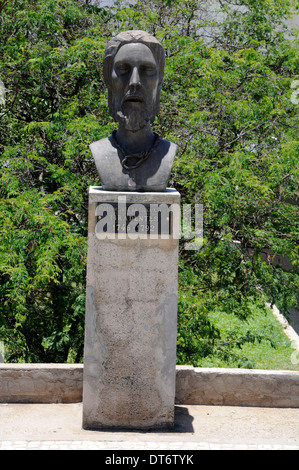 A bust of Joaquim José da Silva Xavier, known as Tiradentes on Three Power Square in Brasilia, Brazil. Stock Photo