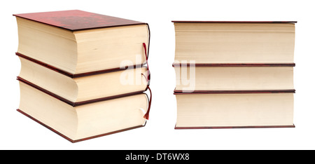 Stack of thick books isolated on white background Stock Photo