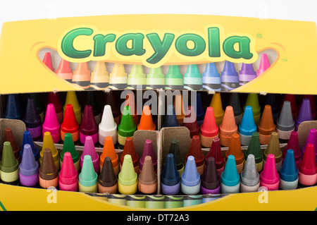 Crayola wax crayons made mostly of petroleum paraffin wax an iconic children's toy Stock Photo