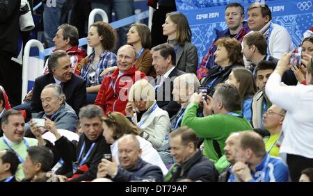 Sochi, Russia. 9th Feb, 2014. Iceberg Sochi 2014 Winter Olympics.Figure Skating.Team Men Free Skating.The Russian President Vladimir Putin was a visitor of today's events of Evgeny PLYUSHCHENKO and Teenage Russian prodigy Julia Lipnitskaya. © Dagmar Kielhorn/NurPhoto/ZUMAPRESS.com/Alamy Live News Stock Photo