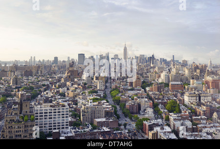 The New York city skyline the view north up the Avenue of the Americas in Manhattan Sunset New York City USA USA Stock Photo