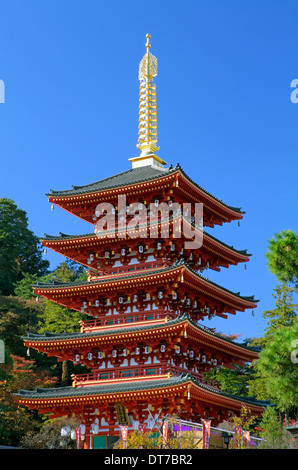 Five story pagoda at Takahata Fudo temple Tokyo Japan Stock Photo