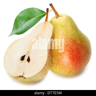 Pears with slice isolated on white background. File contains clipping paths. Stock Photo