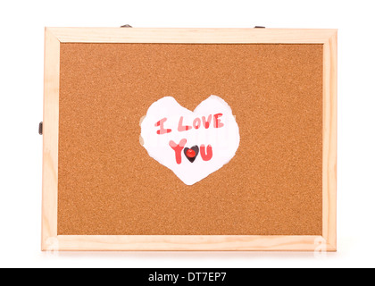 I love you note on cork board Stock Photo