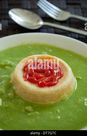 Pie Floater - An Australian Delicacy -  An example of the strange or weird food eaten by people around the world Stock Photo