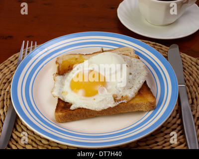 Fried egg on toast Stock Photo