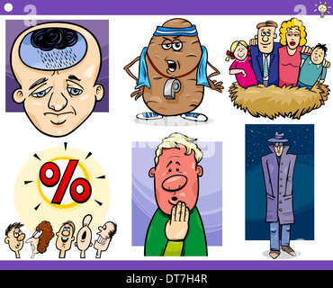 Illustration Set of Humorous Cartoon Concepts or Ideas and Metaphors with Funny Characters Stock Photo