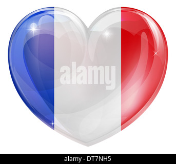 France flag love heart concept with the French flag in a heart shape Stock Photo