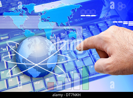 communication concept. Business woman typing on the keyboard of his laptop Stock Photo