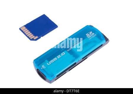 Memory card and universal card reader with USB isolated on white background with clipping path Stock Photo