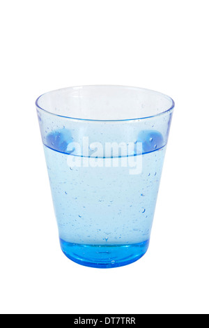 A blue water glass isolated on white background Stock Photo
