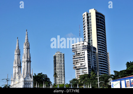 church and residential tower Panama city Panama Stock Photo