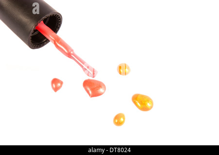 Red nail polish drops isolated on white Stock Photo - Alamy