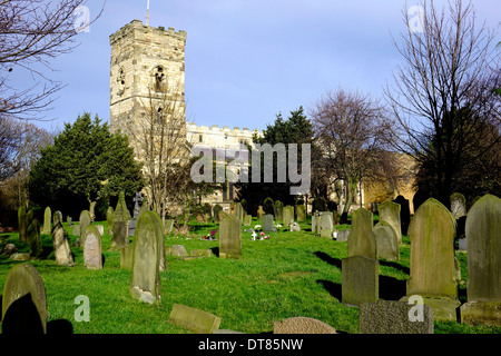 St Cuthberts Church of England tower built c AD 1000 and graveyard in Billingham Stockton on Tees  England UK Stock Photo