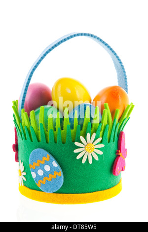 Basket full with colorful easter eggs Stock Photo