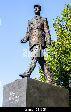 Charles de Gaulle statue in Warsaw Stock Photo