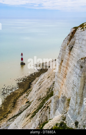 The Seven Sisters chalk cliffs and Beachy Head Lighthouse near Eastbourne East Sussex England United Kingdom UK Stock Photo