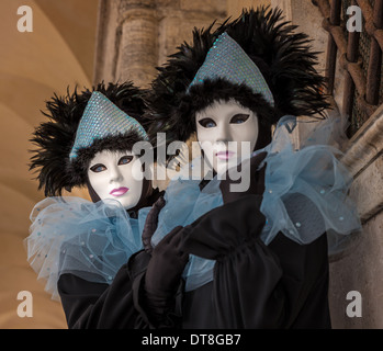 Two women dressed up for the Carnival in Venice, Veneto, Italy