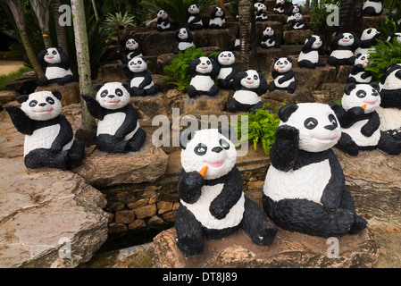 panda bears sculptures, Nong Nooch Tropical Garden and Resort, Thailand Stock Photo