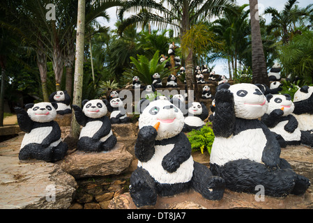 panda bears sculptures, Nong Nooch Tropical Garden and Resort, Thailand Stock Photo