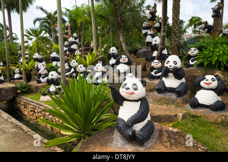 panda bears sculptures, Nong Nooch Tropical Garden and Resort, Thailand Stock Photo