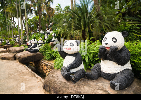 panda bears sculptures, Nong Nooch Tropical Garden and Resort, Thailand Stock Photo