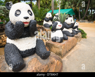 panda bears sculptures, Nong Nooch Tropical Garden and Resort, Thailand Stock Photo