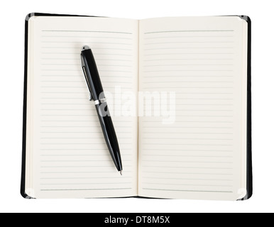 Notebook with pen isolated on white Stock Photo