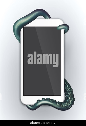 Tentacles wrapped around a smart phone Stock Photo