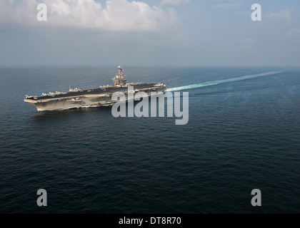 The US Navy nuclear powered aircraft carriers USS Harry S. Truman during operations January 31, 2014 in the Gulf of Oman. Stock Photo