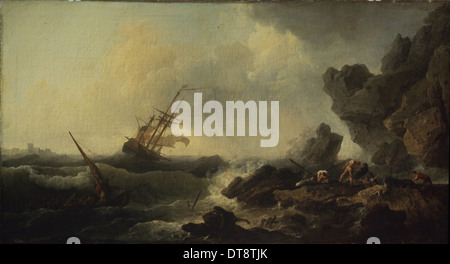 Storm at the Sea. Artist: Vernet, Claude Joseph (1714-1789) Stock Photo