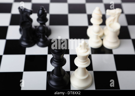 Black and white chess kings on chess boards Stock Photo
