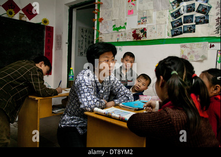 China, Beijing, 2004, Beigaozhuang migrant centre. After school club Stock Photo